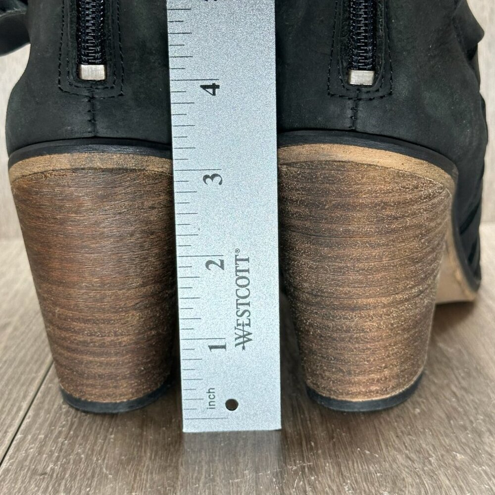 Free People Hybrid Ankle Booties Womens 39 Strappy Leather Zip Block Heel Black - Picture 12 of 12